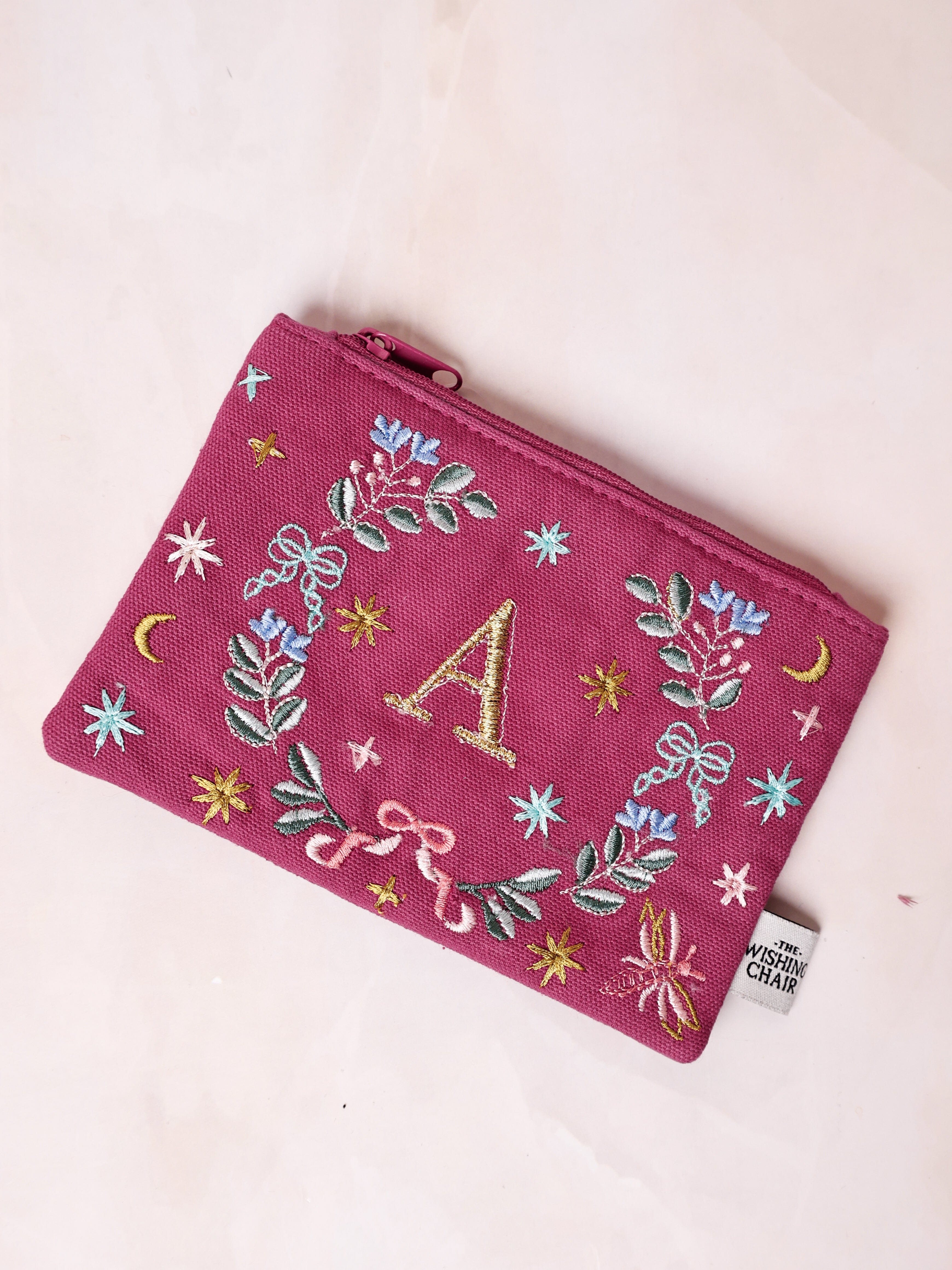 Secret Garden Embroidered Monogram Coin Pouch
