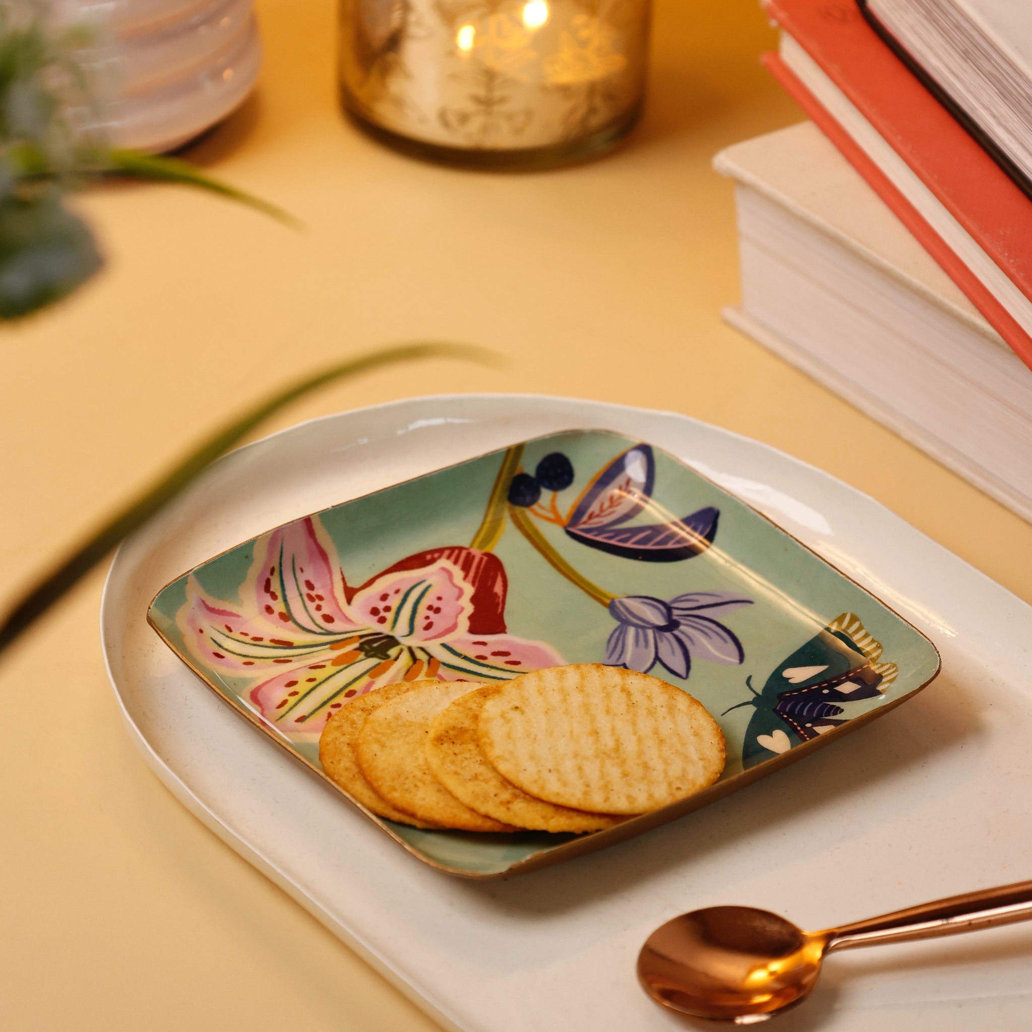 Bloom Room Metal Square Platter - Mint Green