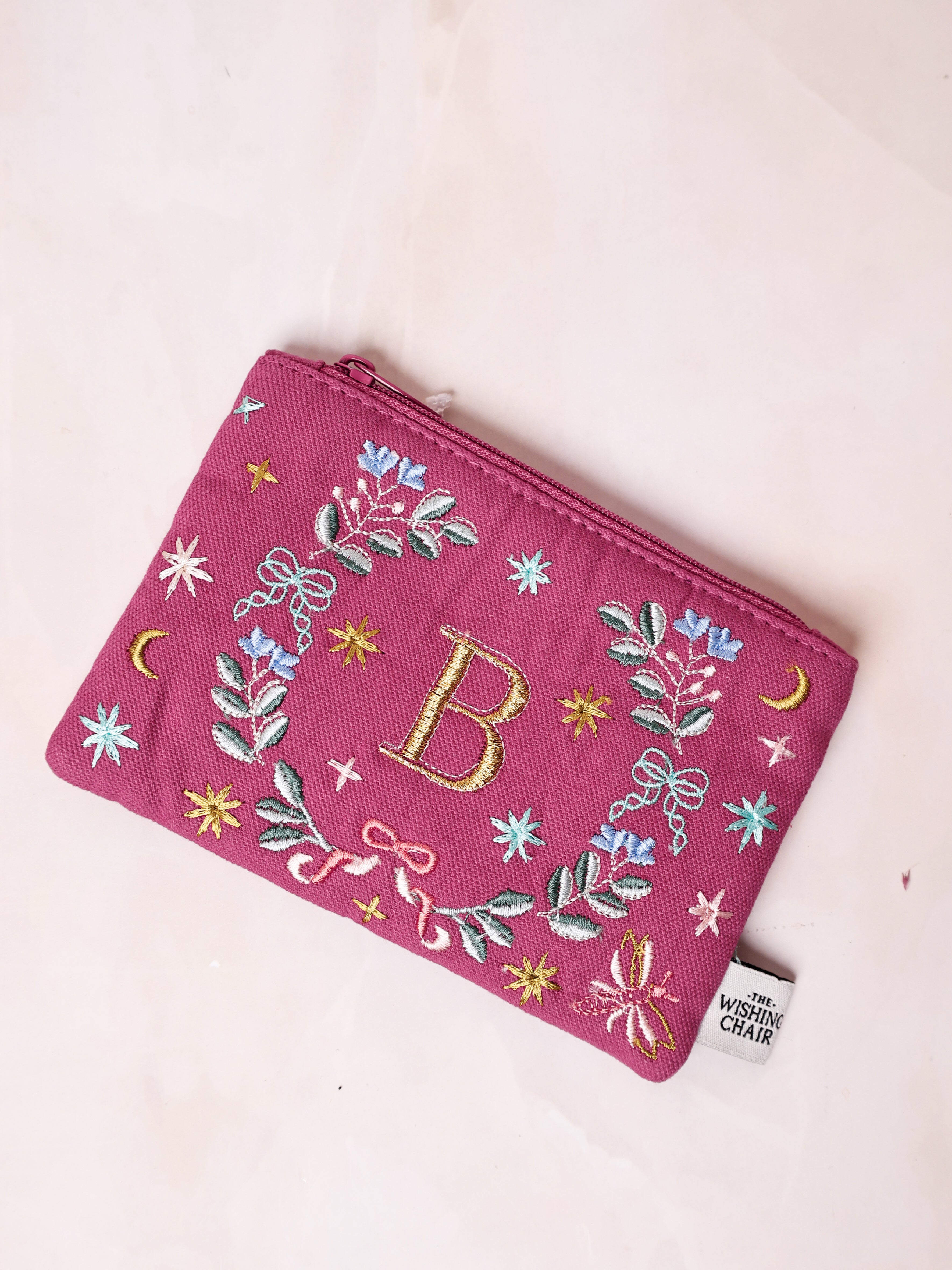 Secret Garden Embroidered Monogram Coin Pouch