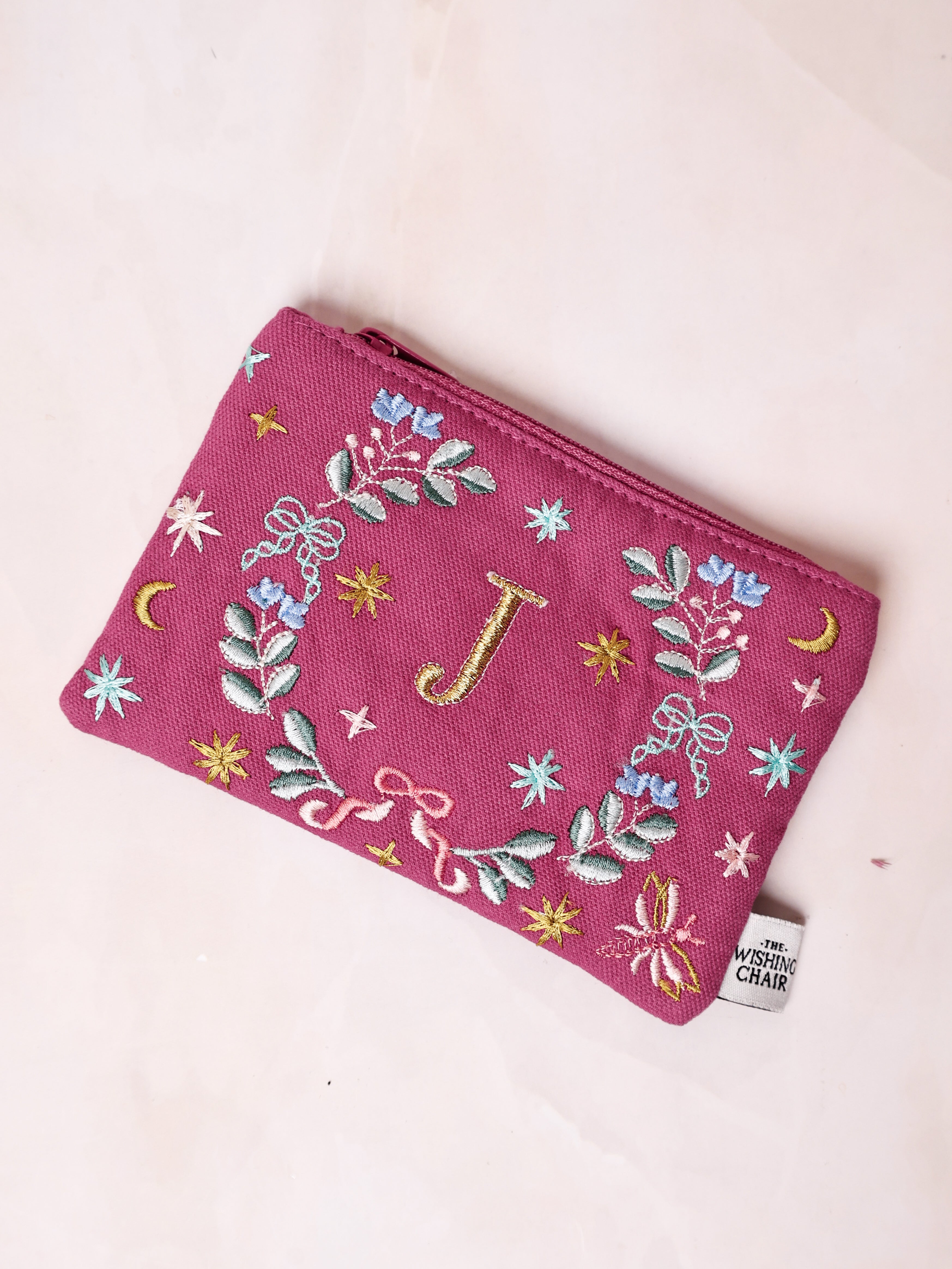 Secret Garden Embroidered Monogram Coin Pouch