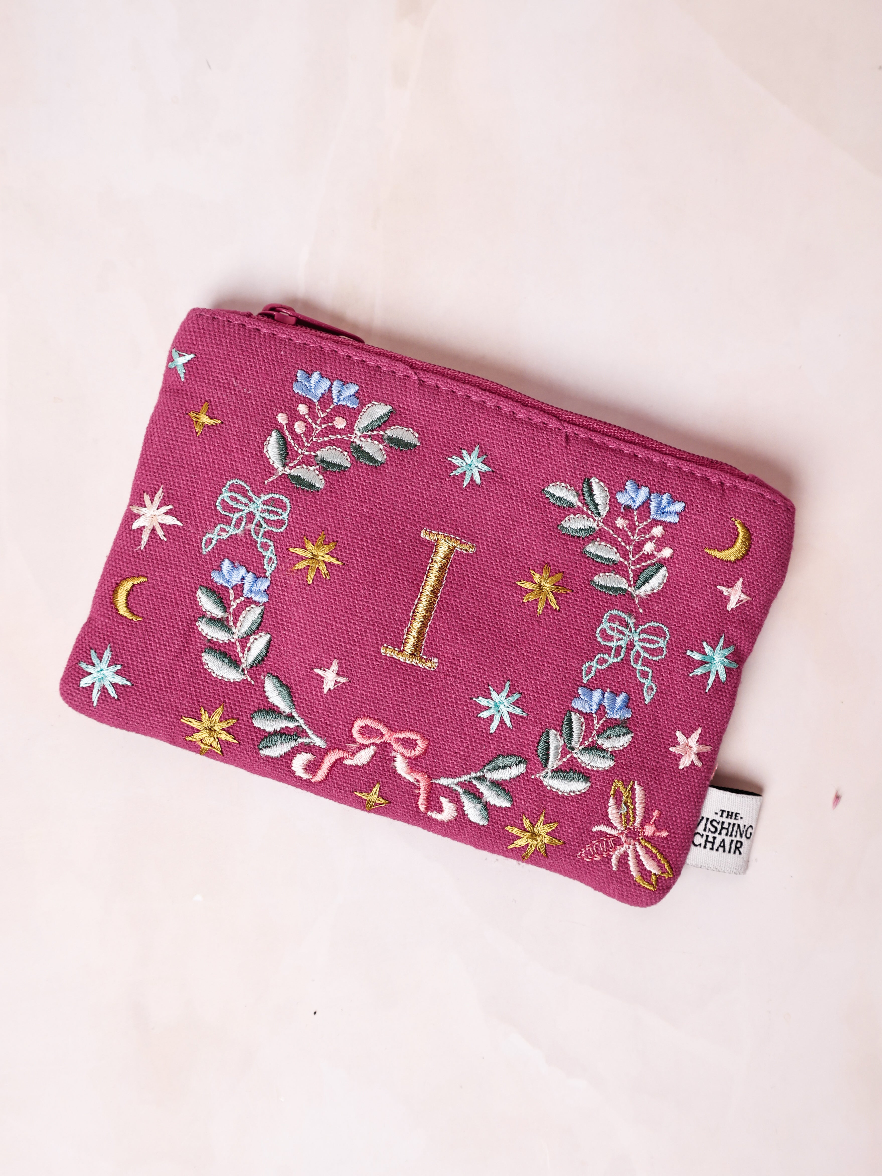 Secret Garden Embroidered Monogram Coin Pouch