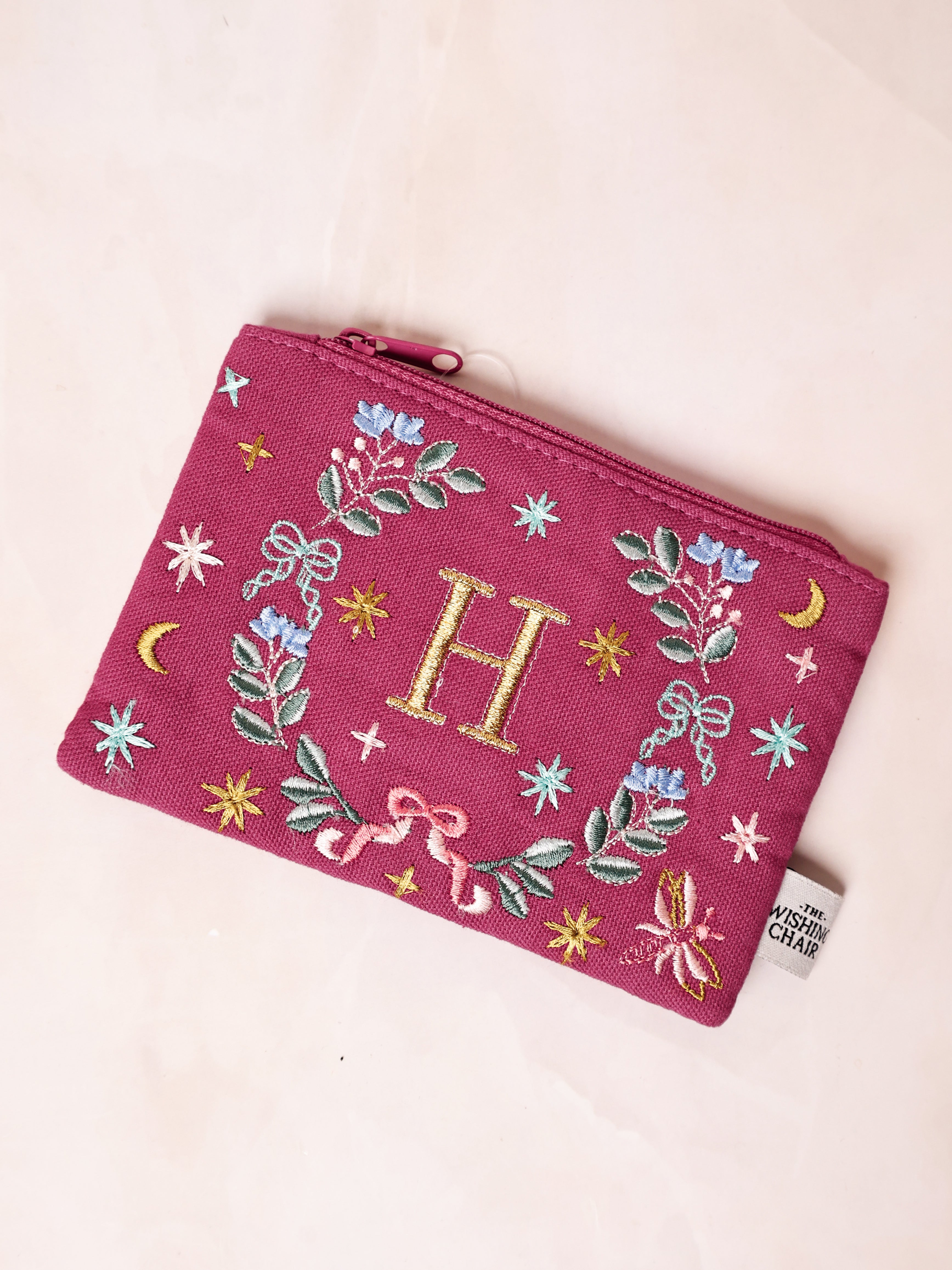 Secret Garden Embroidered Monogram Coin Pouch