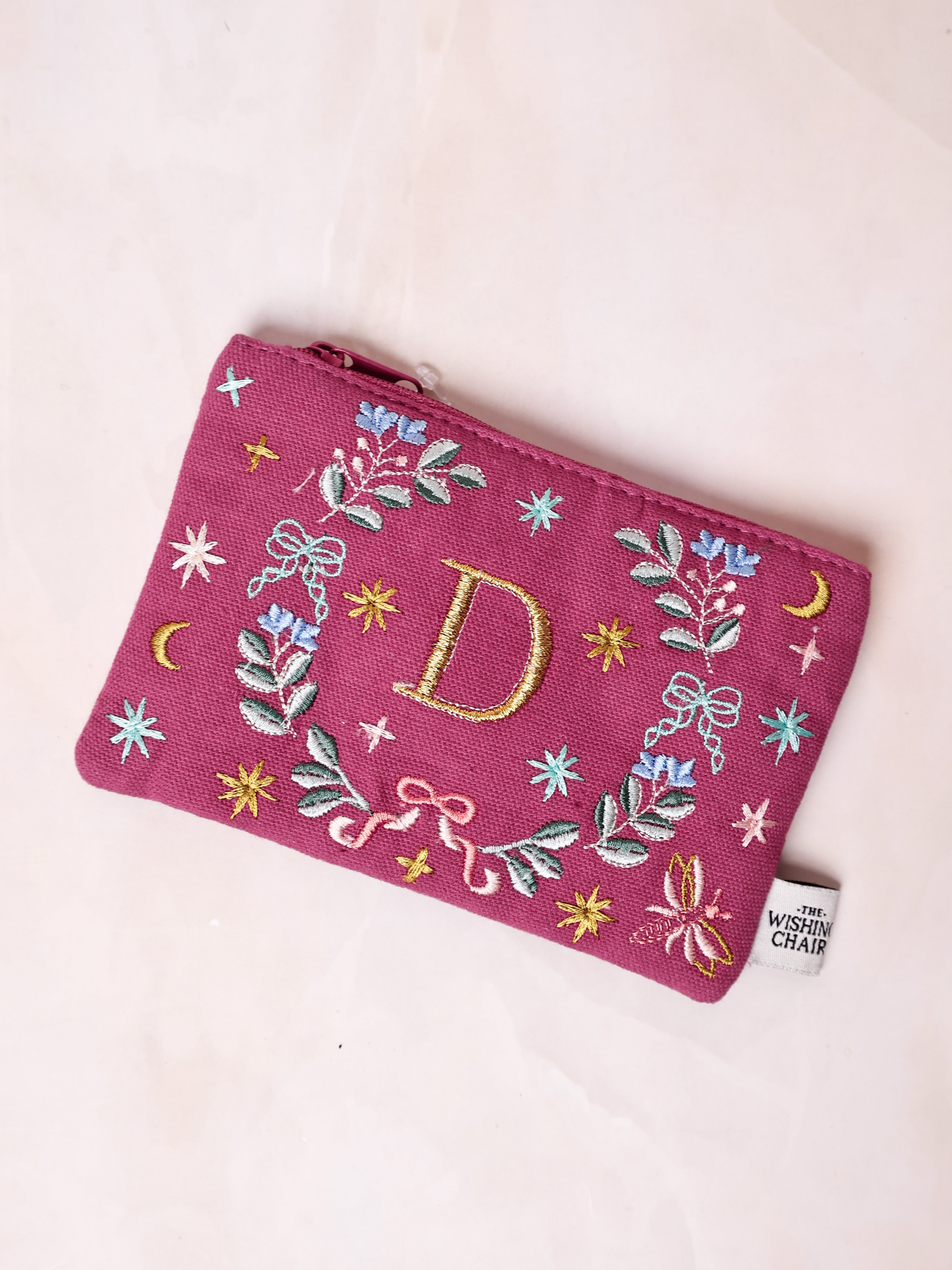 Secret Garden Embroidered Monogram Coin Pouch