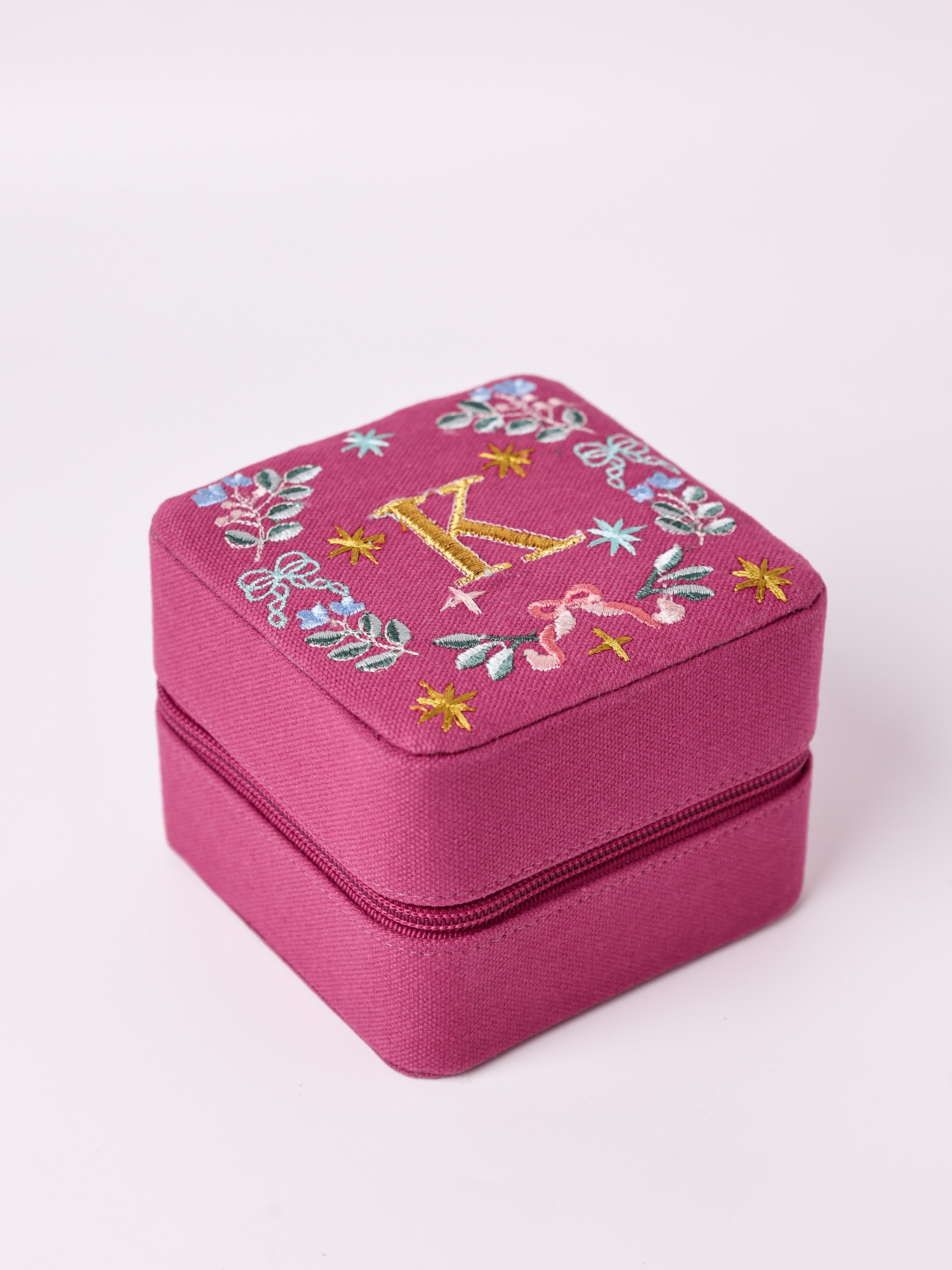 Secret Garden Embroidered Monogram Mini Jewellery Box