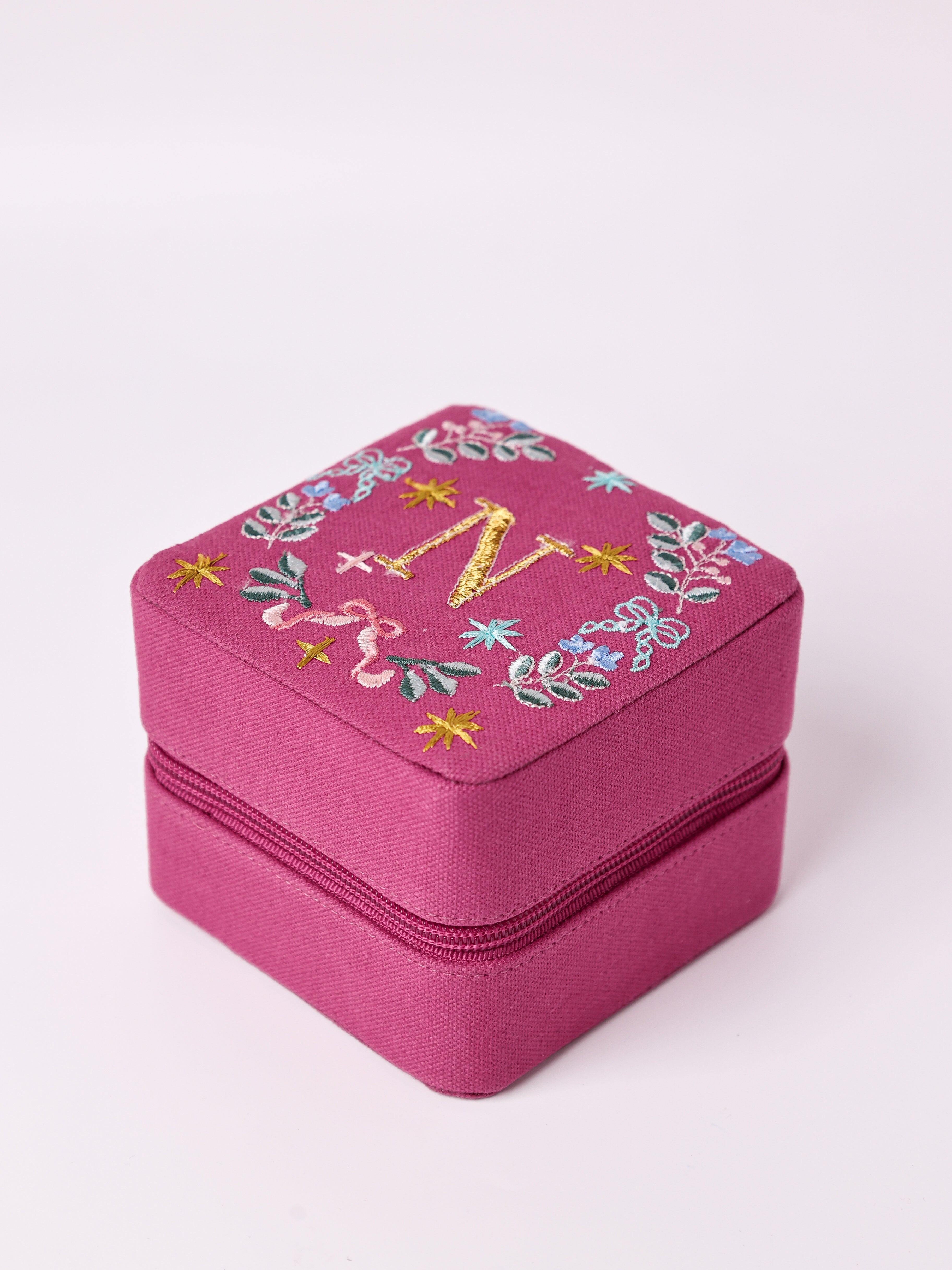 Secret Garden Embroidered Monogram Mini Jewellery Box