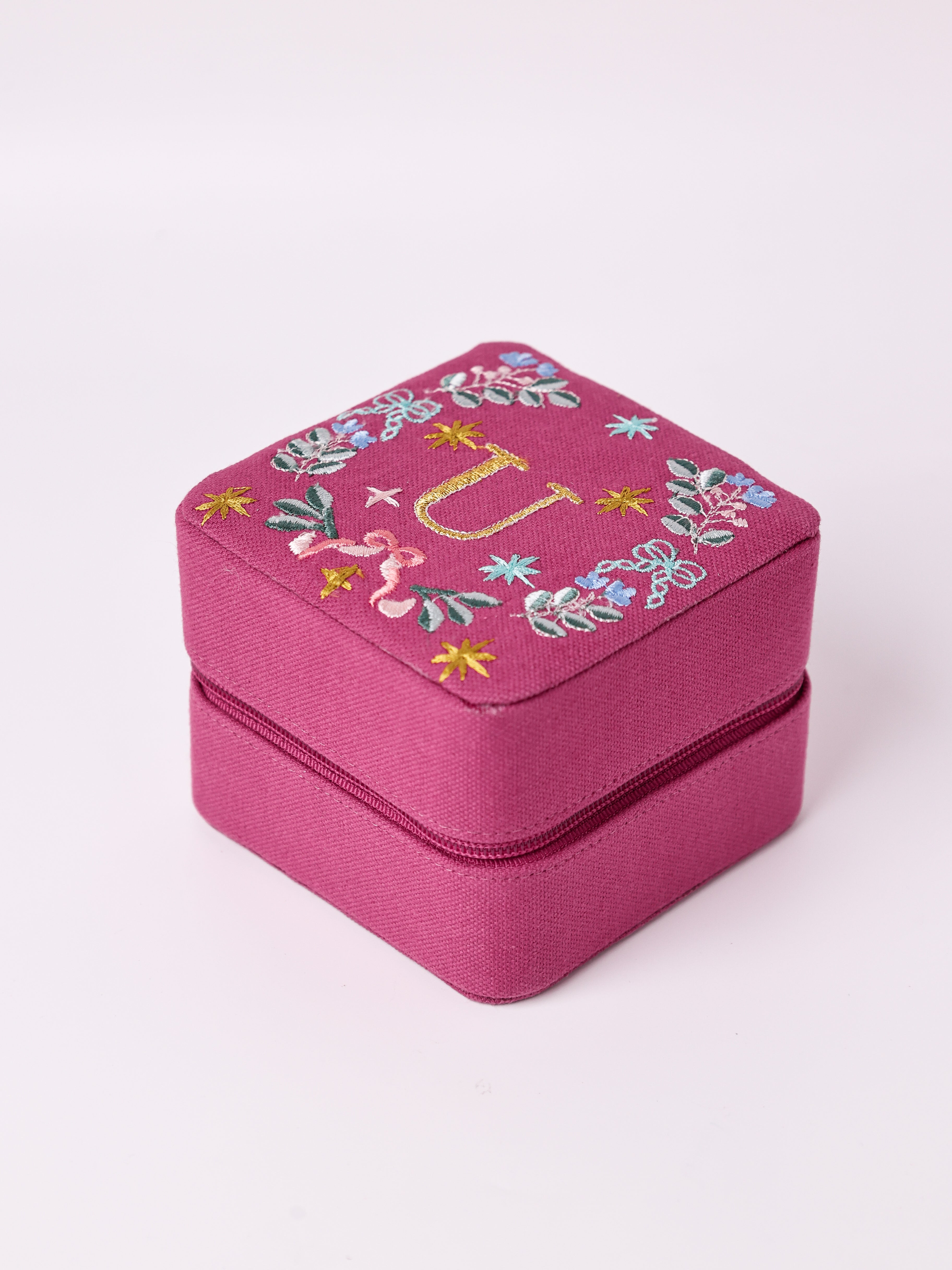 Secret Garden Embroidered Monogram Mini Jewellery Box