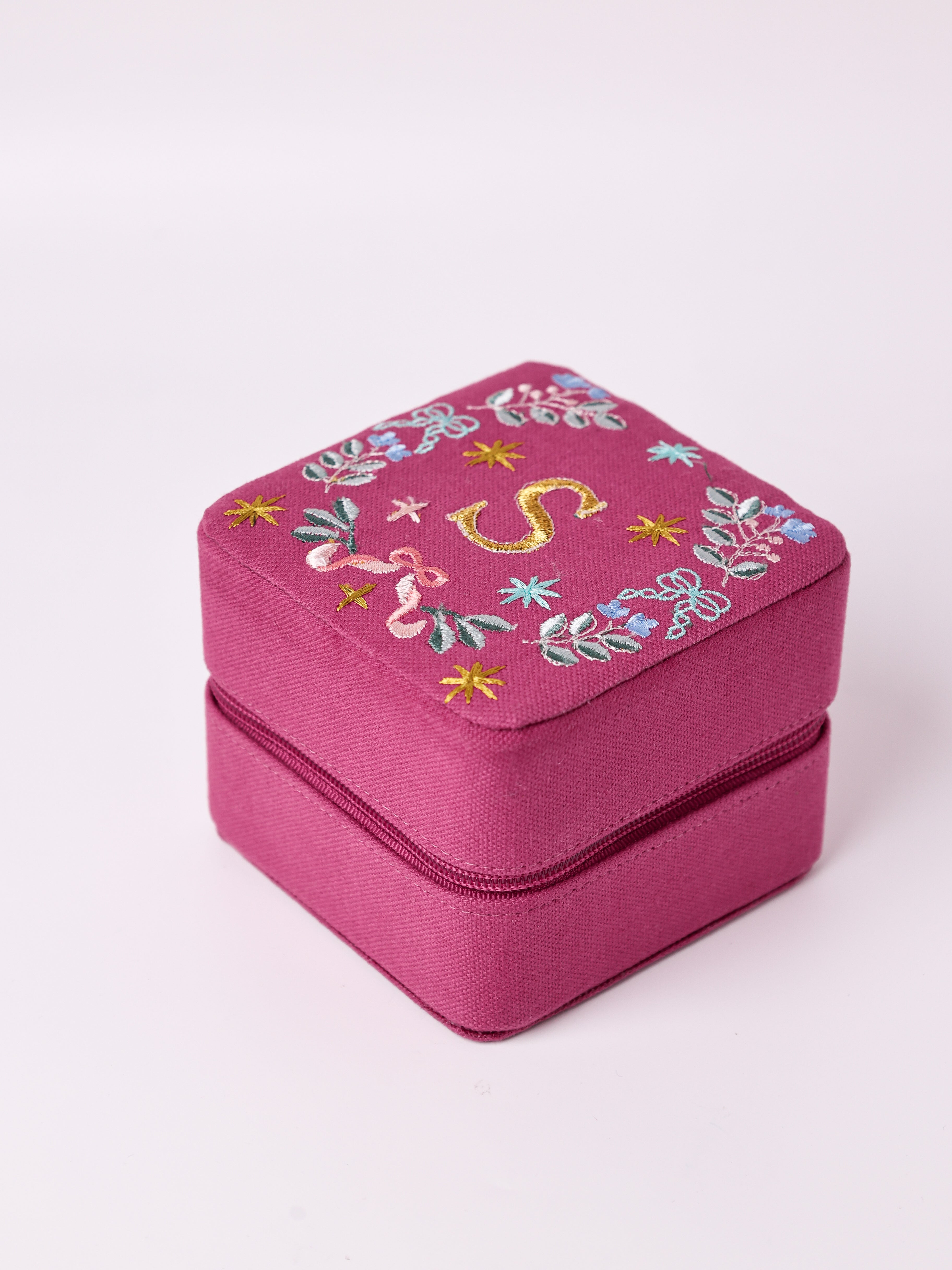 Secret Garden Embroidered Monogram Mini Jewellery Box
