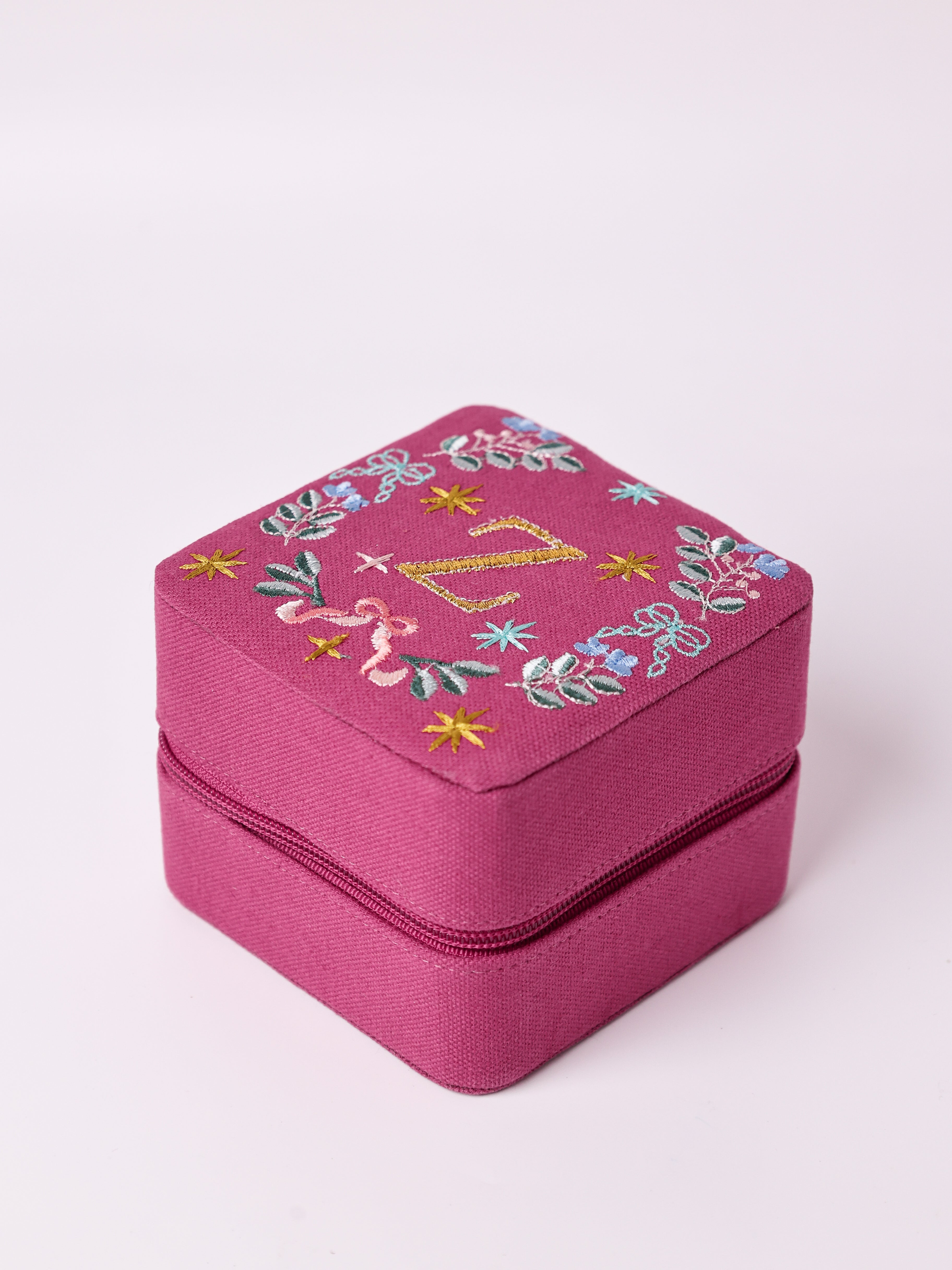 Secret Garden Embroidered Monogram Mini Jewellery Box