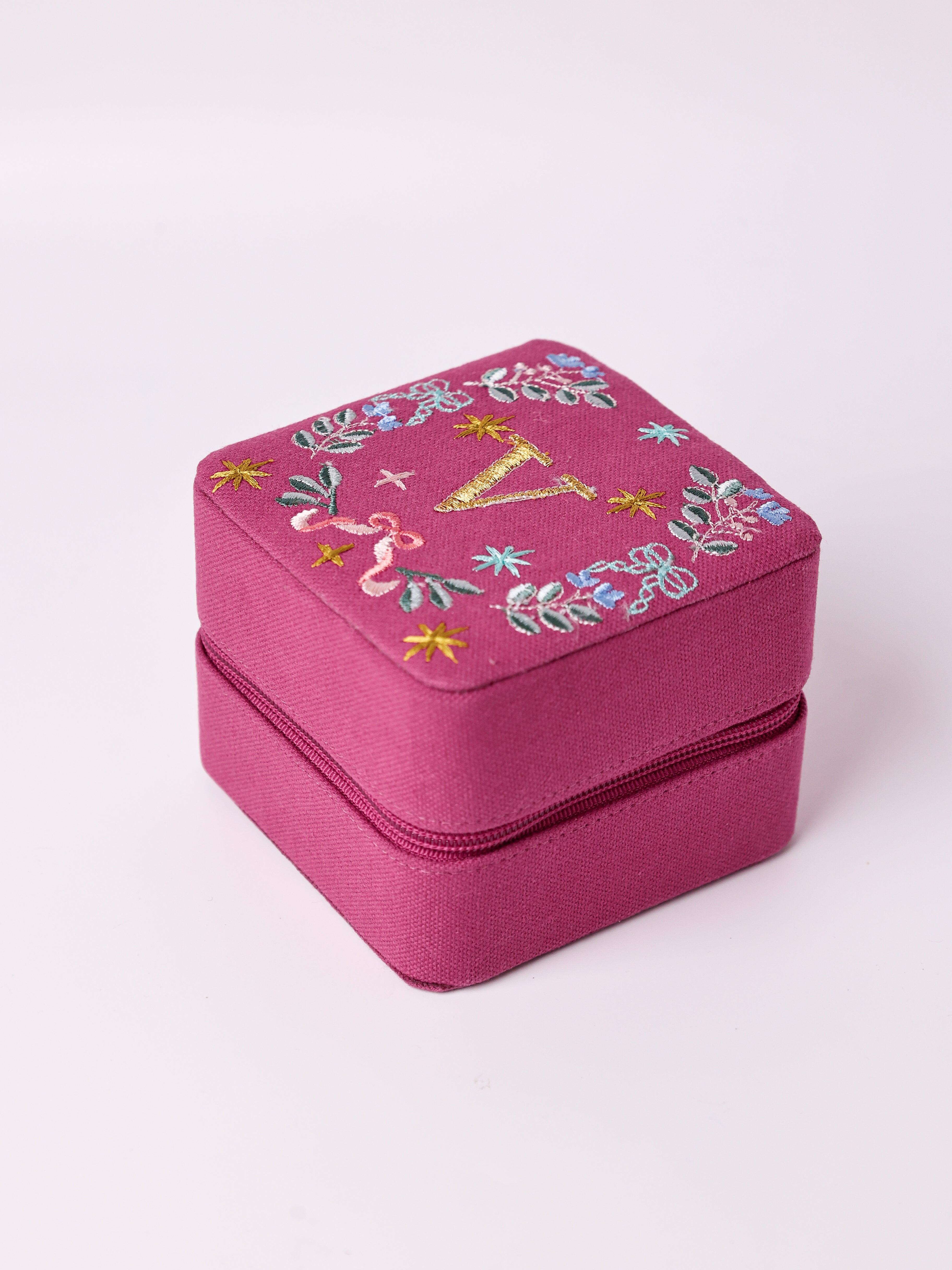 Secret Garden Embroidered Monogram Mini Jewellery Box