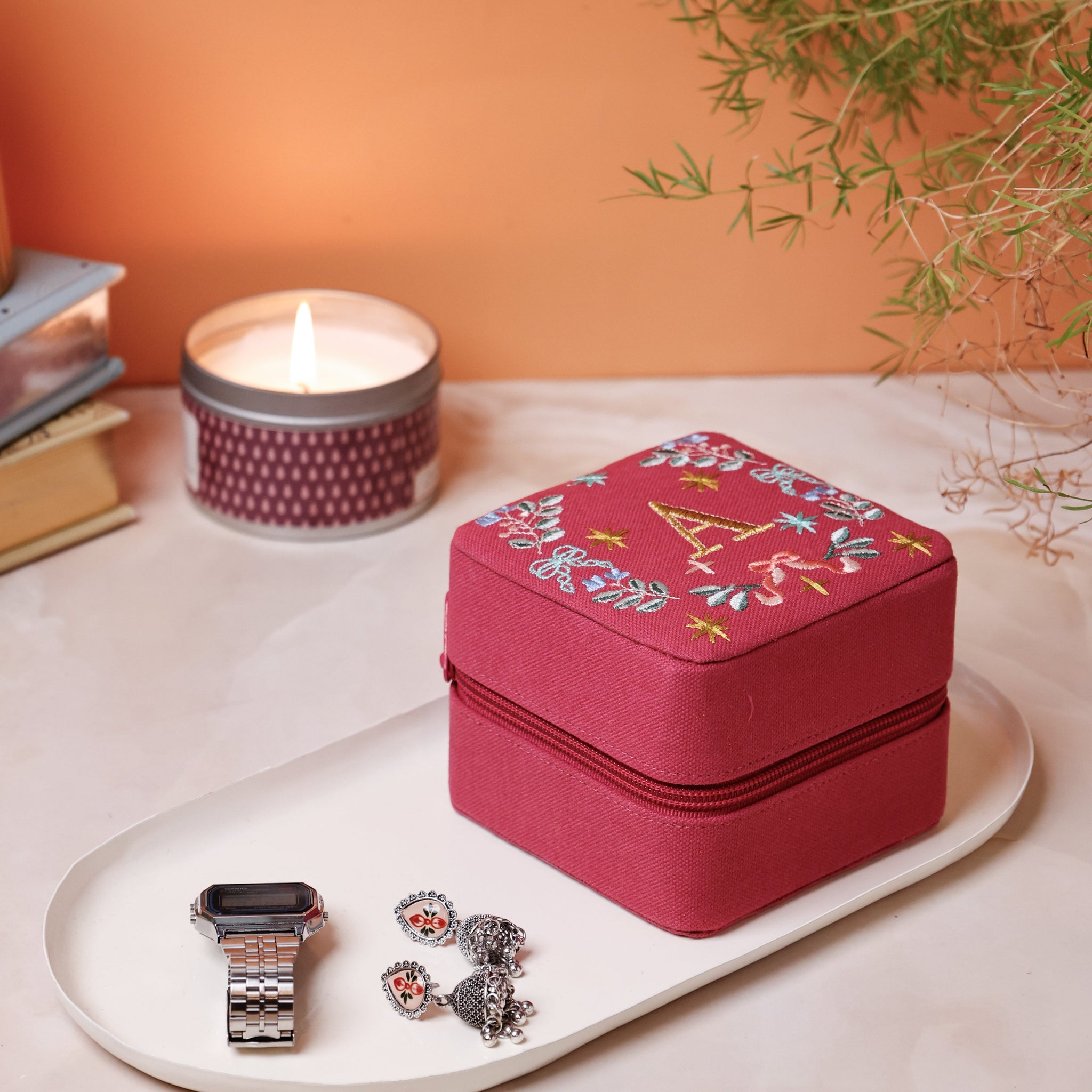 Secret Garden Embroidered Monogram Mini Jewellery Box