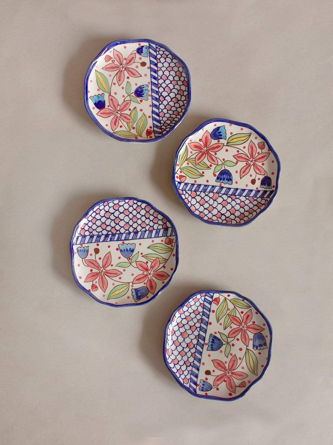 Aiden Hand painted Dessert Plates - Set Of 4