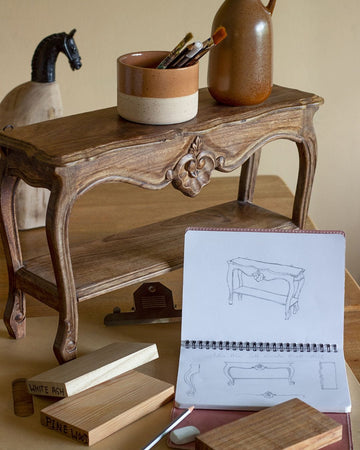 Alice Mini Table Handcrafted Wooden Wall Shelf