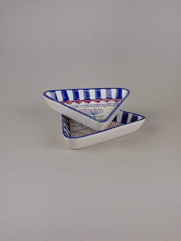 Magnolia Sky Handpainted Triangle Plates - Set Of 2