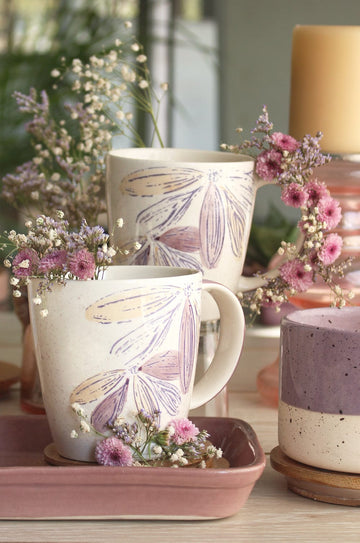 Purplicious Handpainted Ceramic Mugs - Set of 2