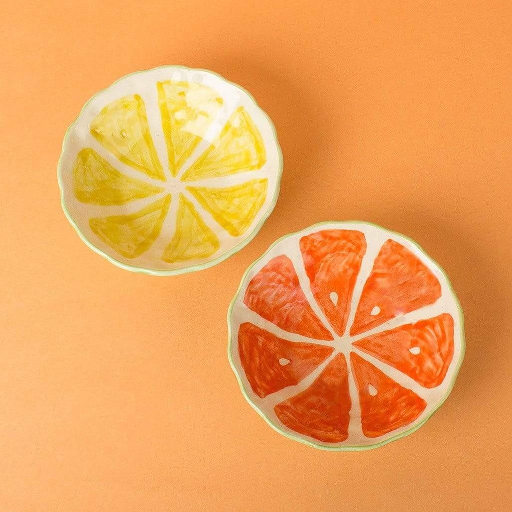 Tangerine Handpainted Ceramic Bowls - Set Of 2
