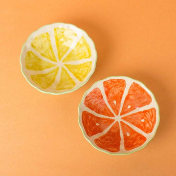 Tangerine Handpainted Ceramic Bowls - Set Of 2