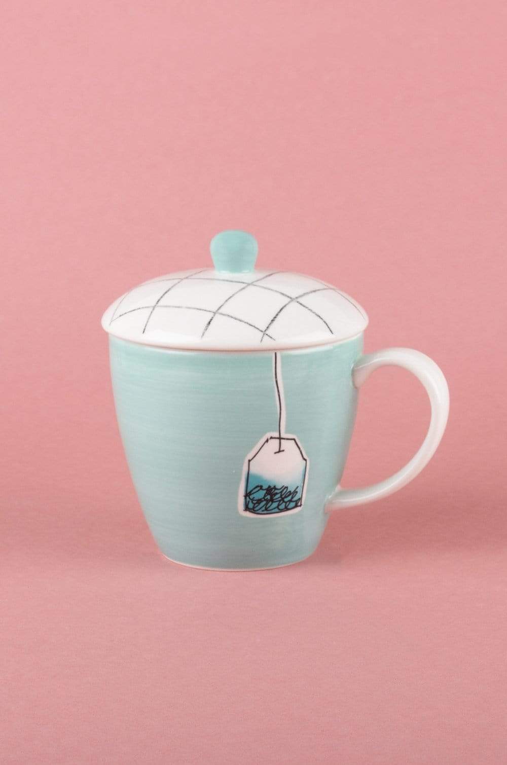 Tea Time Handpainted Mug with Lid