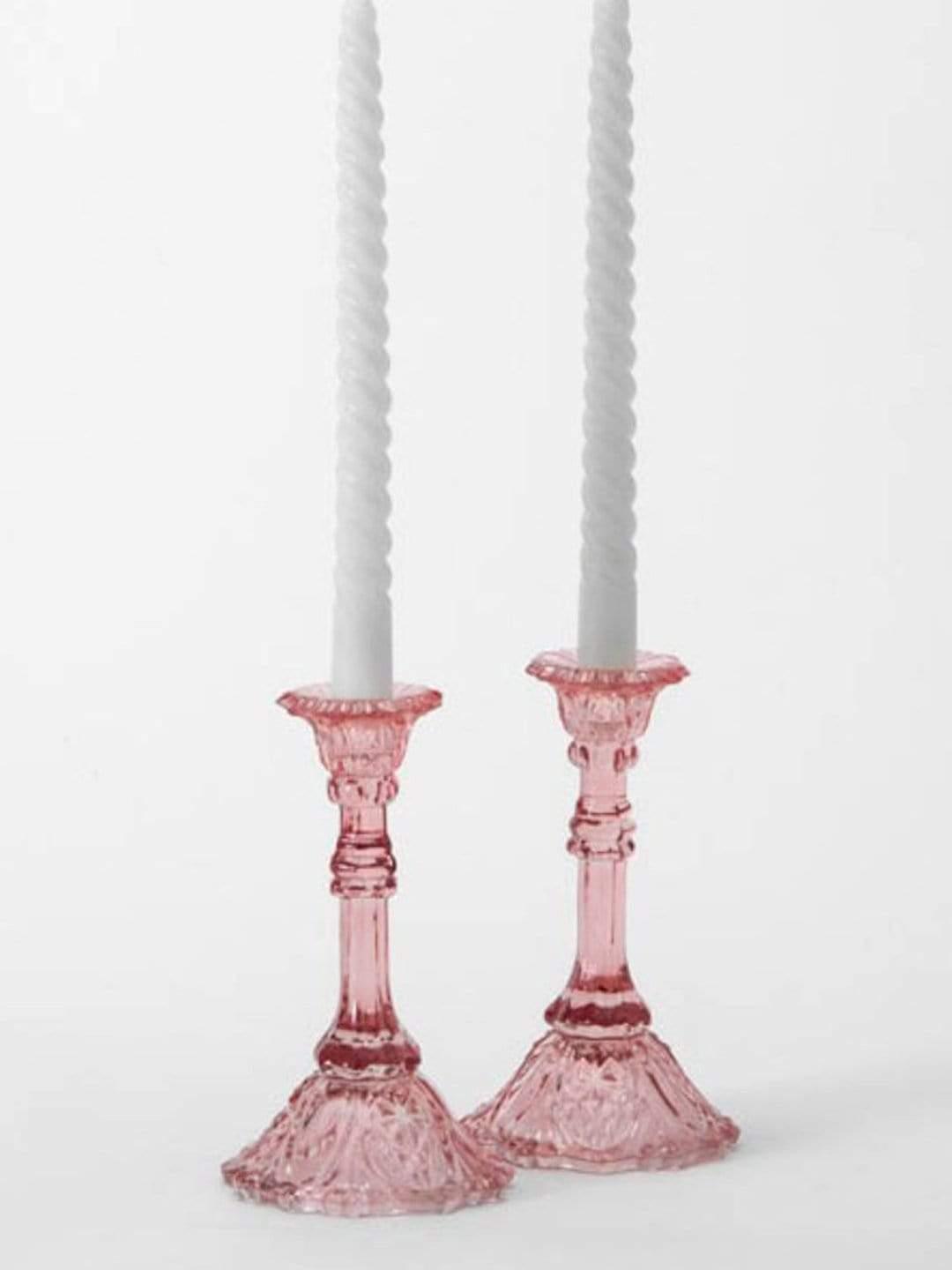 Vintage Recyled Glass Candle Holders - Tall - Set Of 2