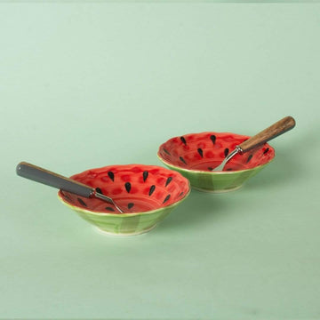 Watermelon Handpainted Ceramic Bowls - Set Of 2