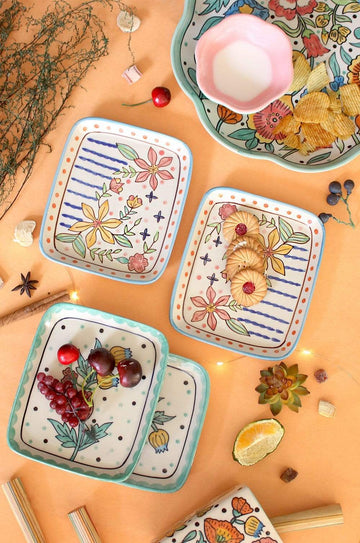 Where The Grass Is Green Handpainted Rectangular Platter - Set of 2