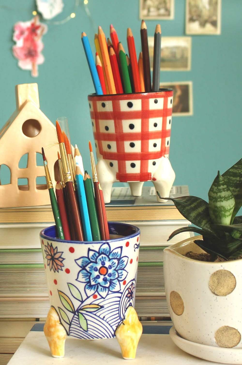 Wild Indigo Handpainted Pen Stand