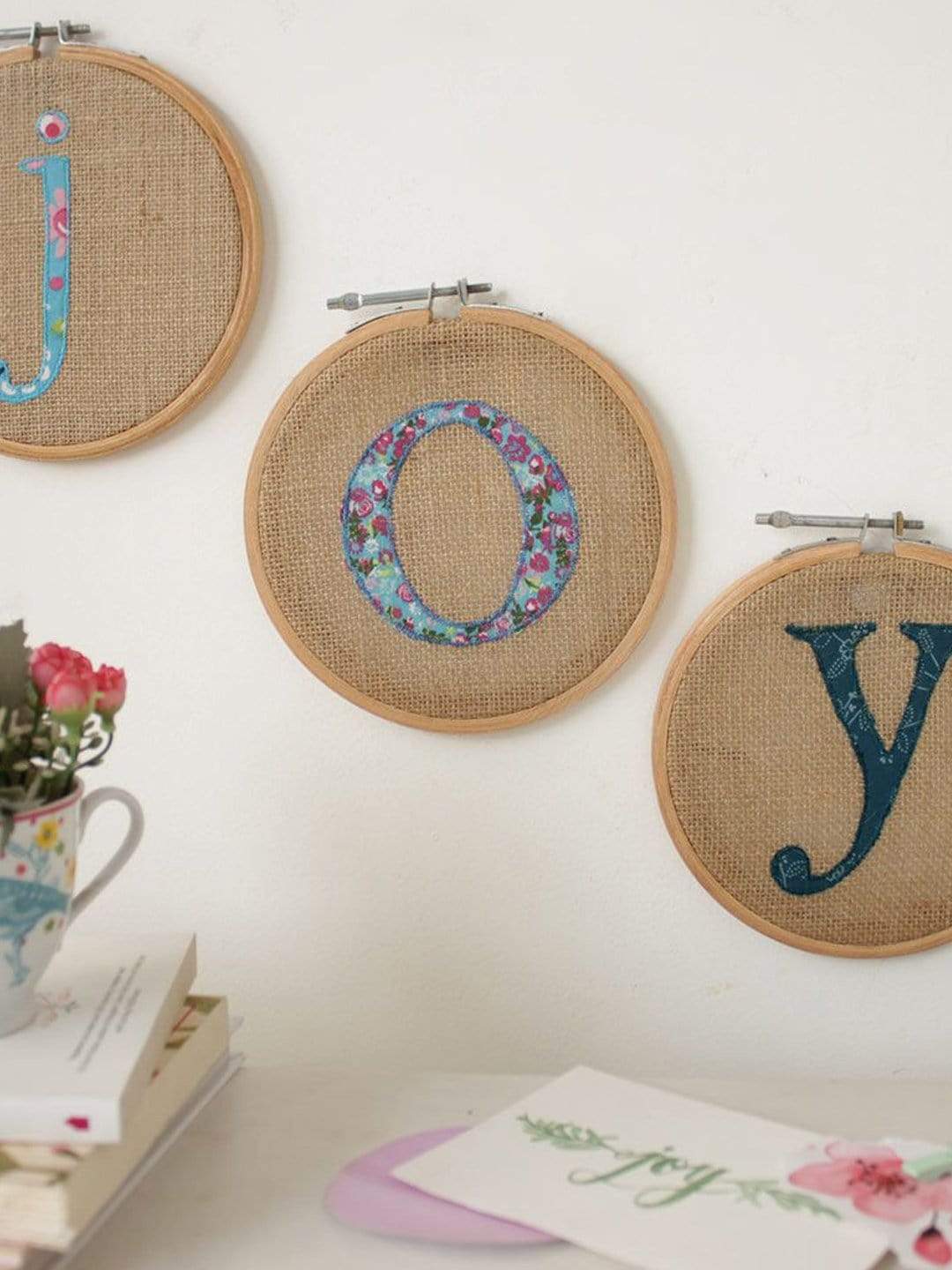 Alphabet Embroidery Hoop Wall Hanging
