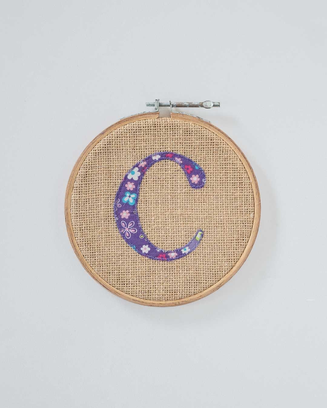 Alphabet Embroidery Hoop Wall Hanging