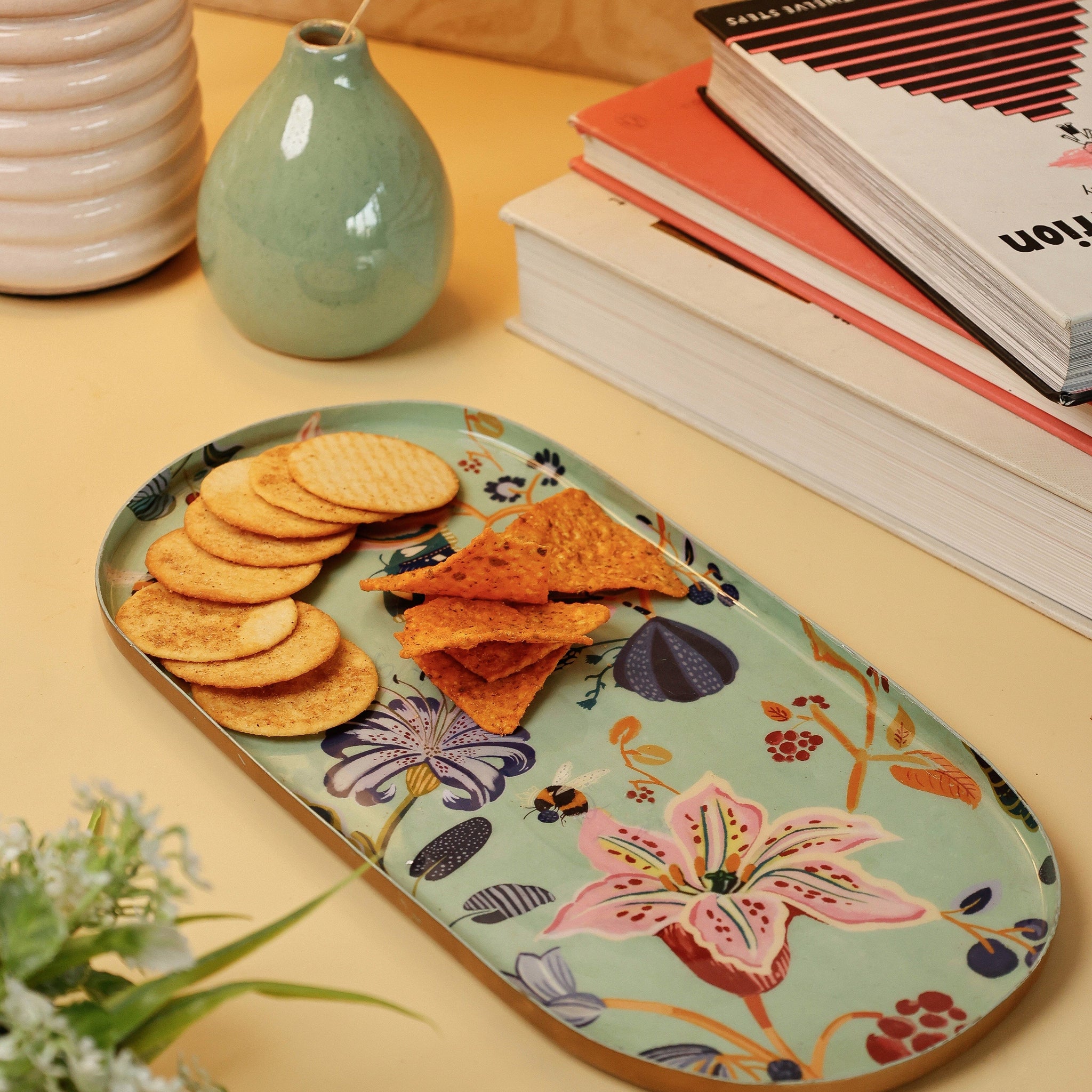 Bloom Room Metal Platter - Mint Green - Large