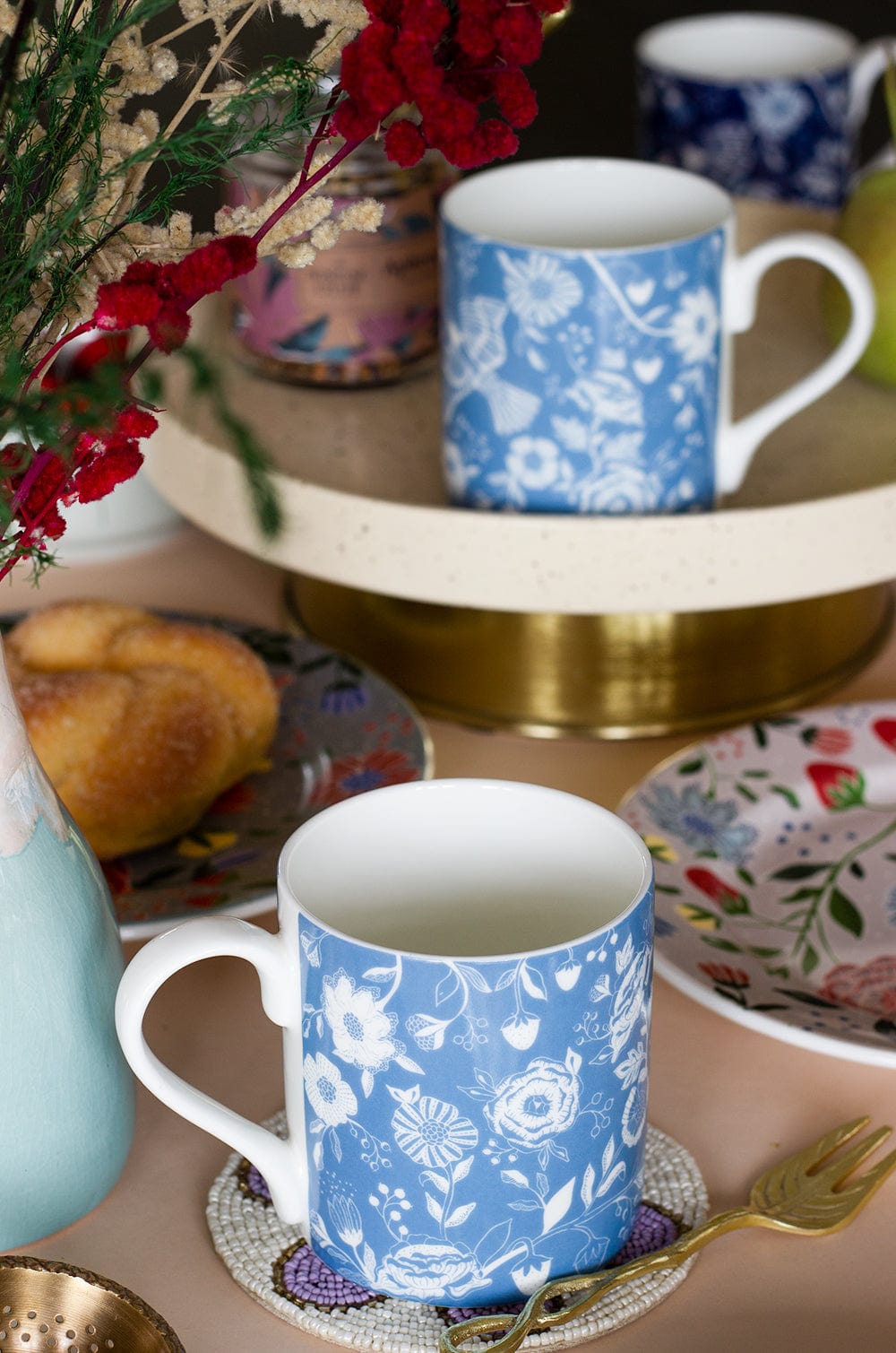 Florentina Fine China Tea Mugs- Set of 2