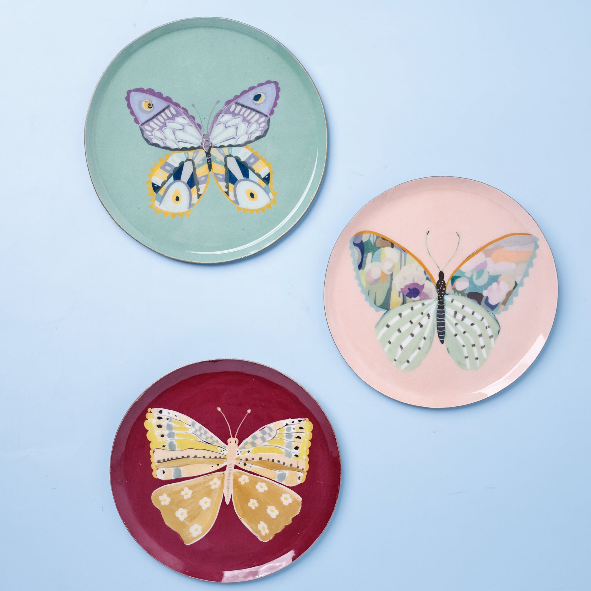 Butterfly Bloom Metal Wall Plates - Set of 3