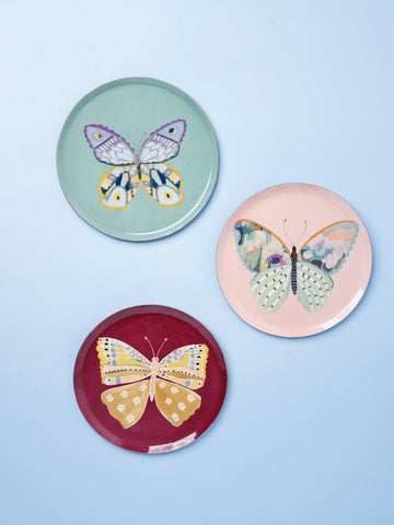 Butterfly Bloom Metal Wall Plates - Set of 3