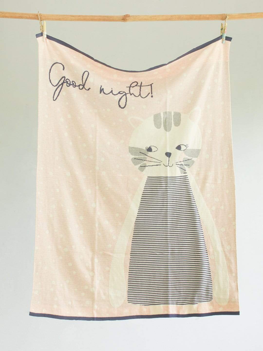 Cattitude Knitted Cotton Baby Blanket