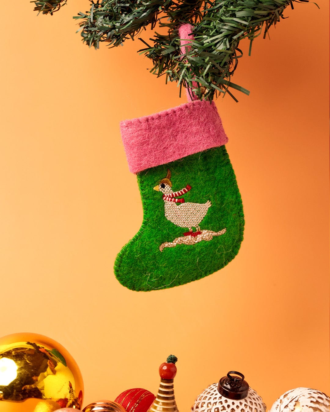 Silly Goose Felt Stocking Xmas Ornament