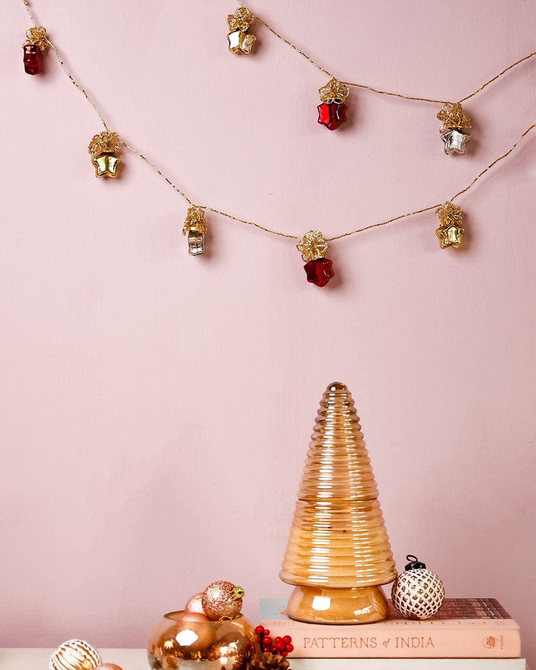Tree Stars Glass Ornaments Beaded Garland