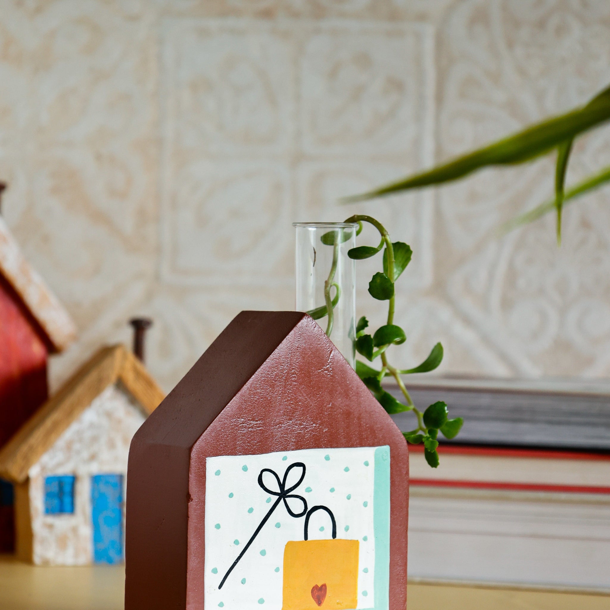 Cozy Corner Handpainted Wooden Bud Vase