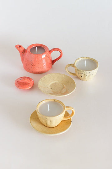Alice's Tea Party Ceramic Kettle & Tea Cups Diyas - Set of 3
