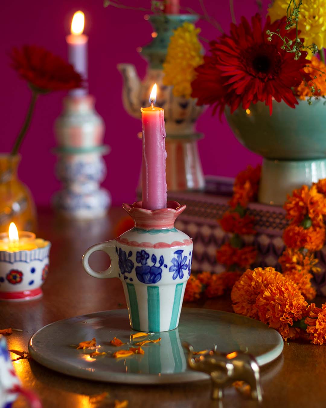 Mia Handpainted Candle Holder