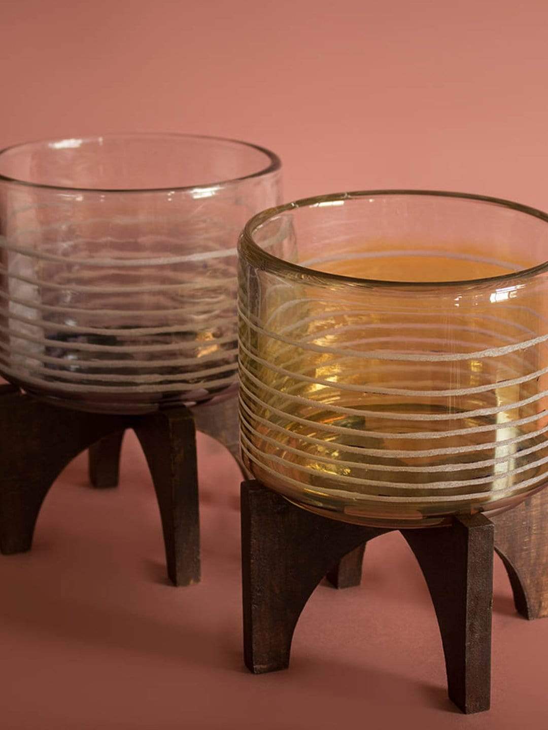 Luster Votive With Wooden Stand - Large