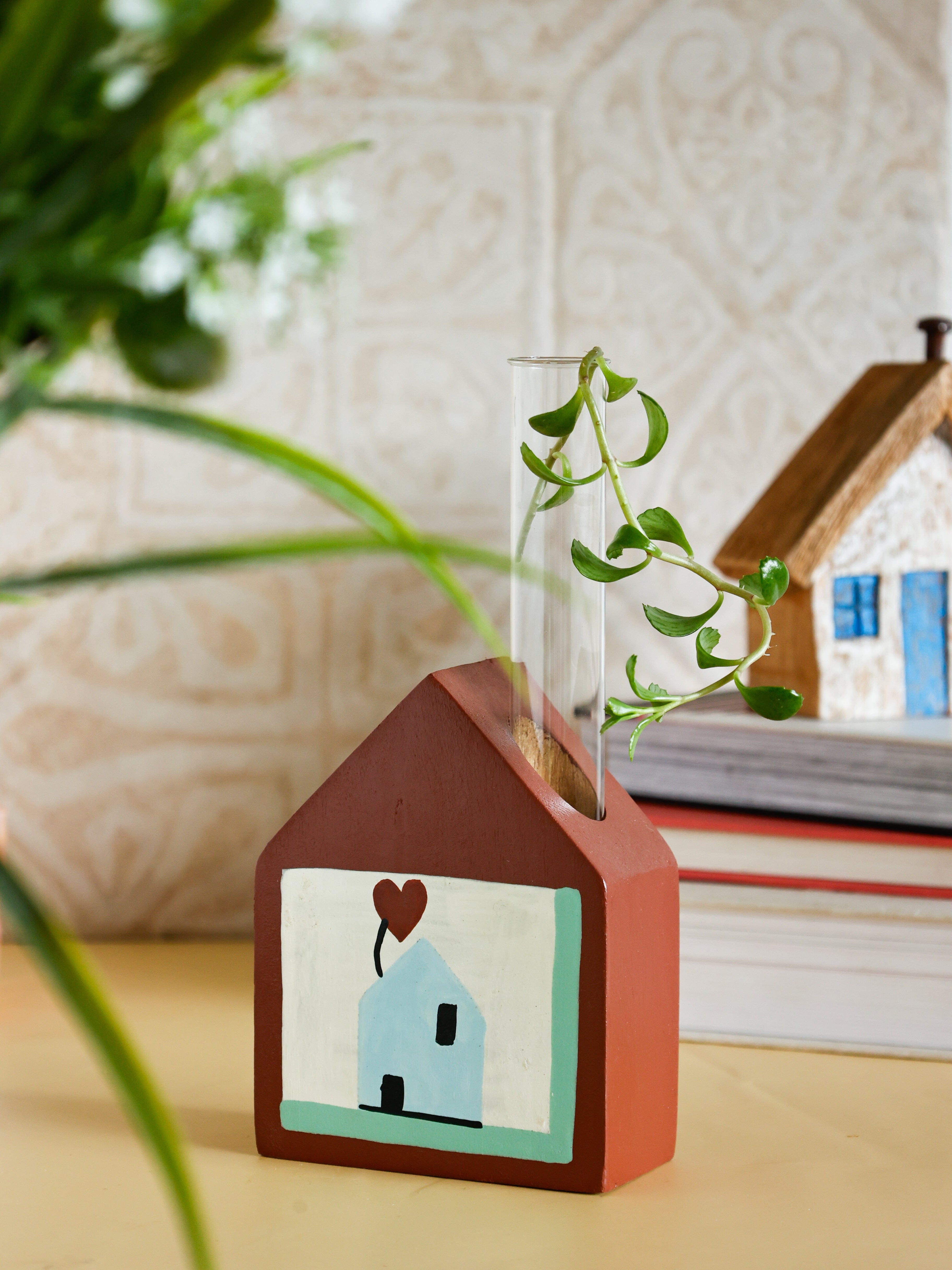 Hygge Hut Handpainted Wooden Bud Vase