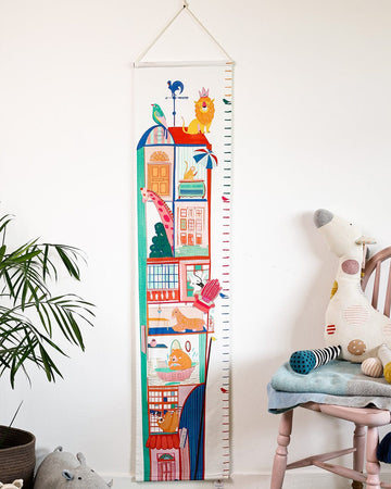 Jungle Time Handpainted Cotton Fabric Height Chart