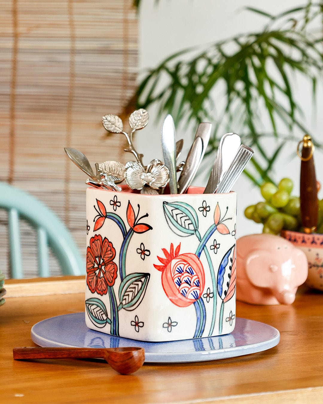 Dance in a Flowerbed Ceramic Cutlery Holder