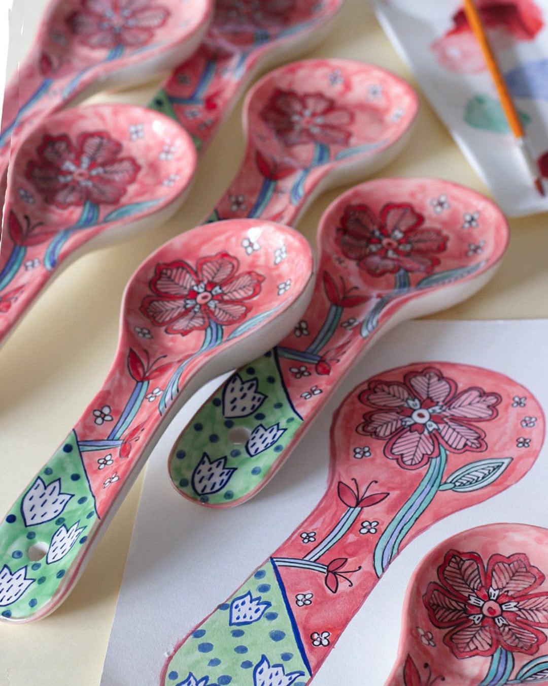 Dance in a Flowerbed Ceramic Spoon Rest