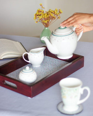 Tile Garden Wooden Tray - 12X18 Inches