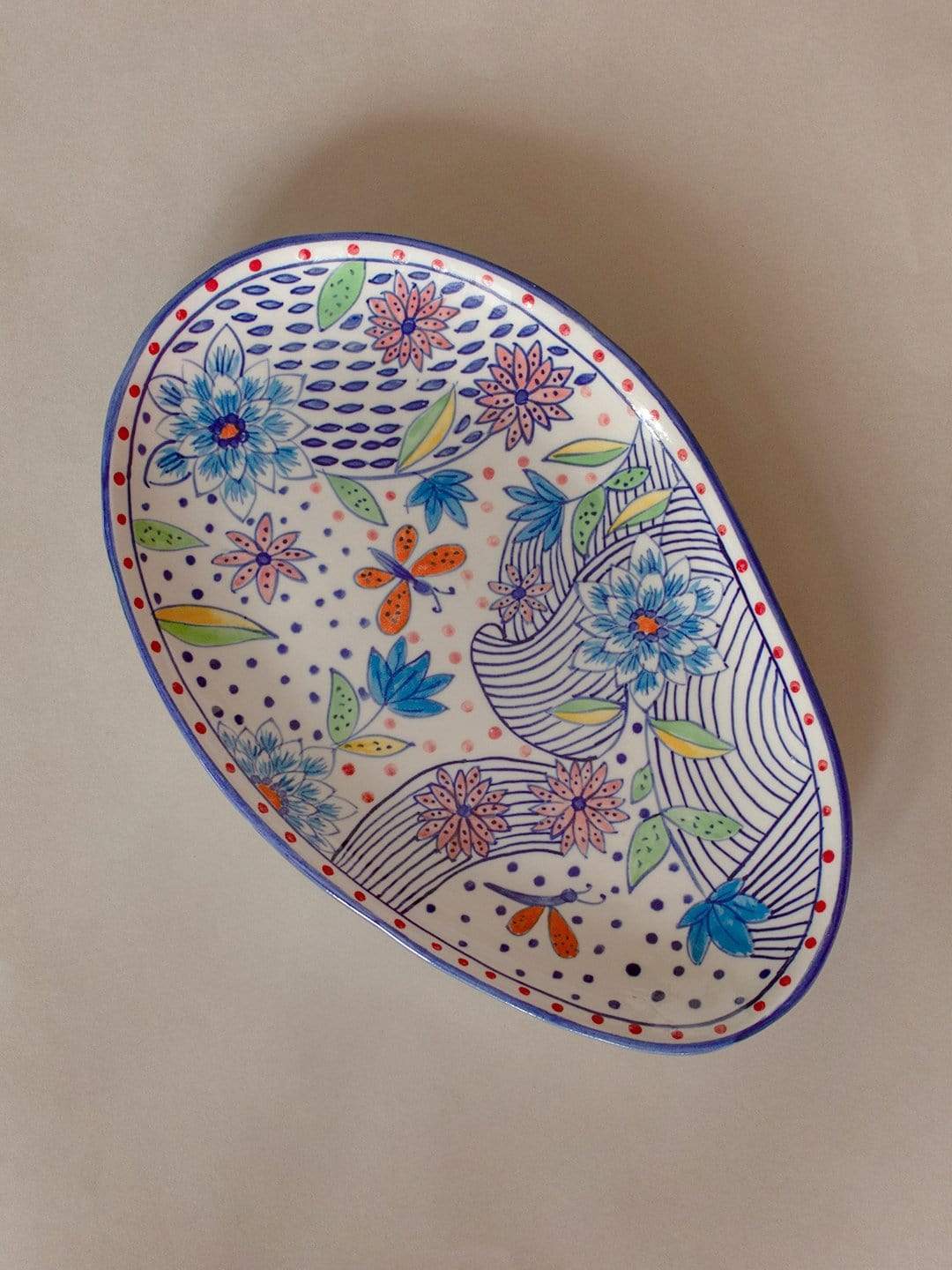 Wild Indigo Handpainted Oval Platter