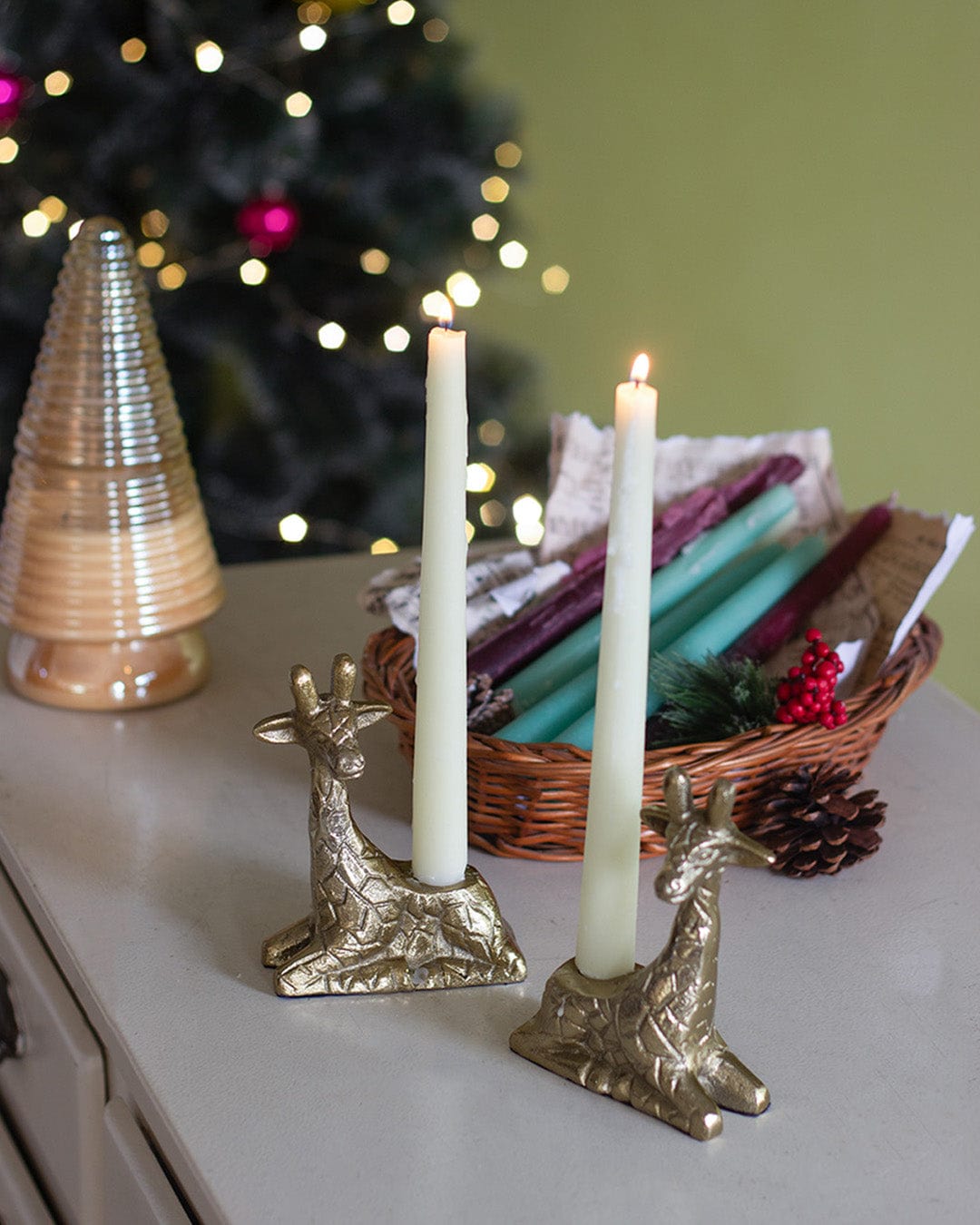 Giraffe Metal Candle Holders - Set of 2