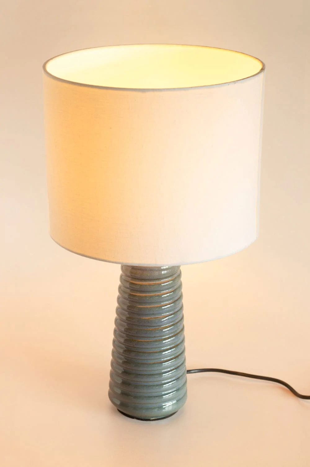 Helix Ceramic Lamp with Lampshade - Reactive Blue