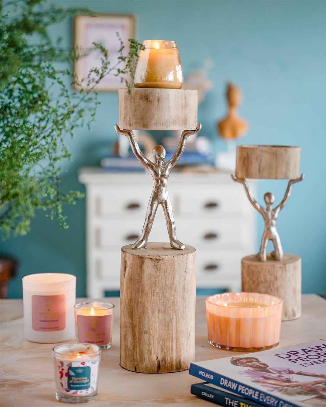 Orion - Wood Men Candle Stand - Large