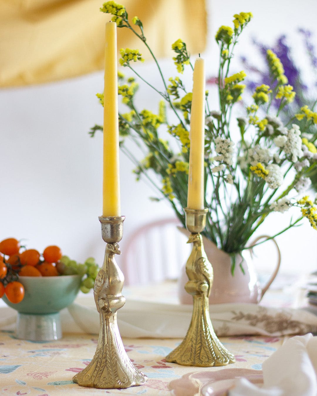 Peacock Metal Candle Holders - Set of 2