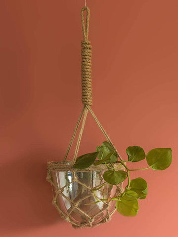 Luster Hanging Planter With Knotted Rope