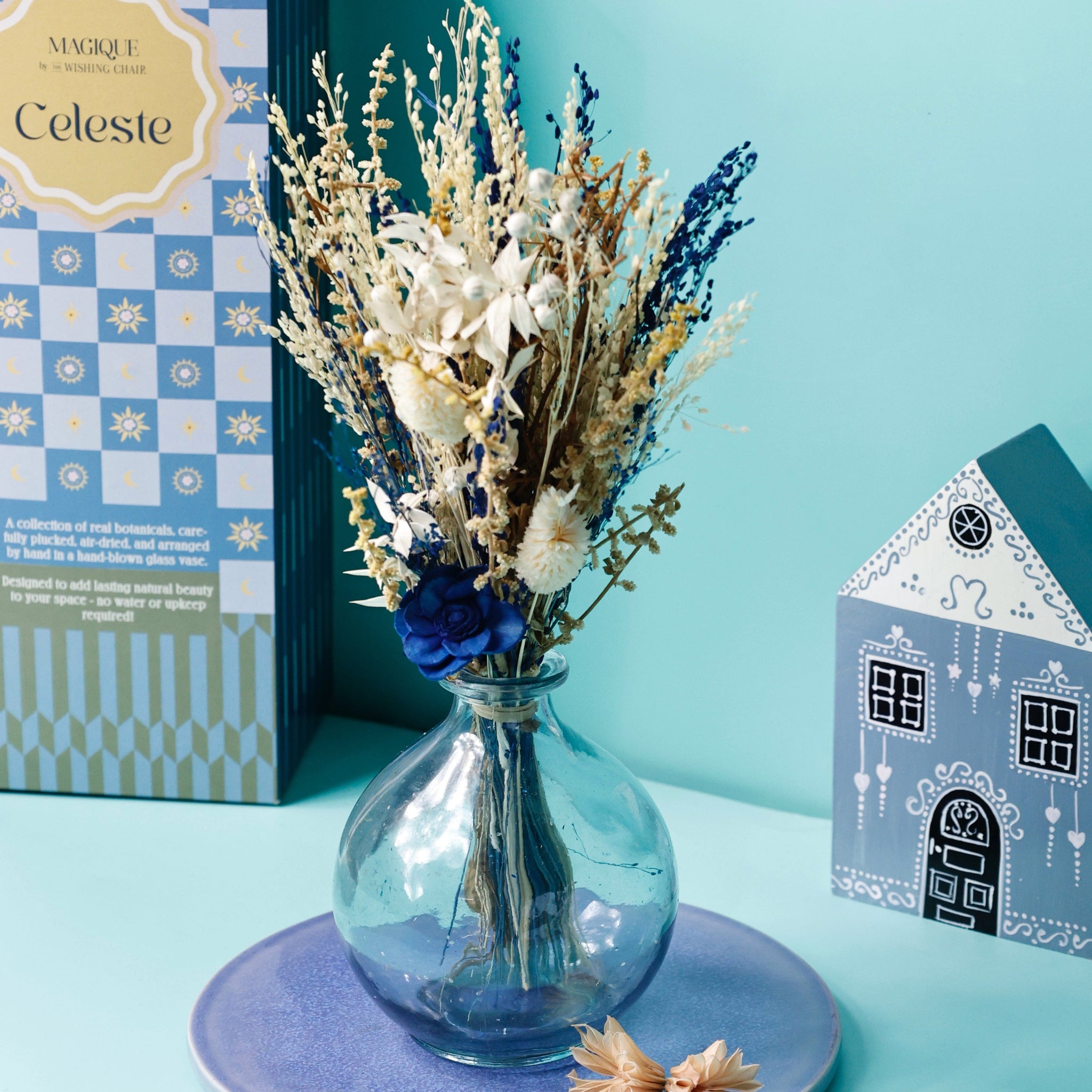 Magique by The Wishing Chair - Celeste Dried Flowers & Glass Vase